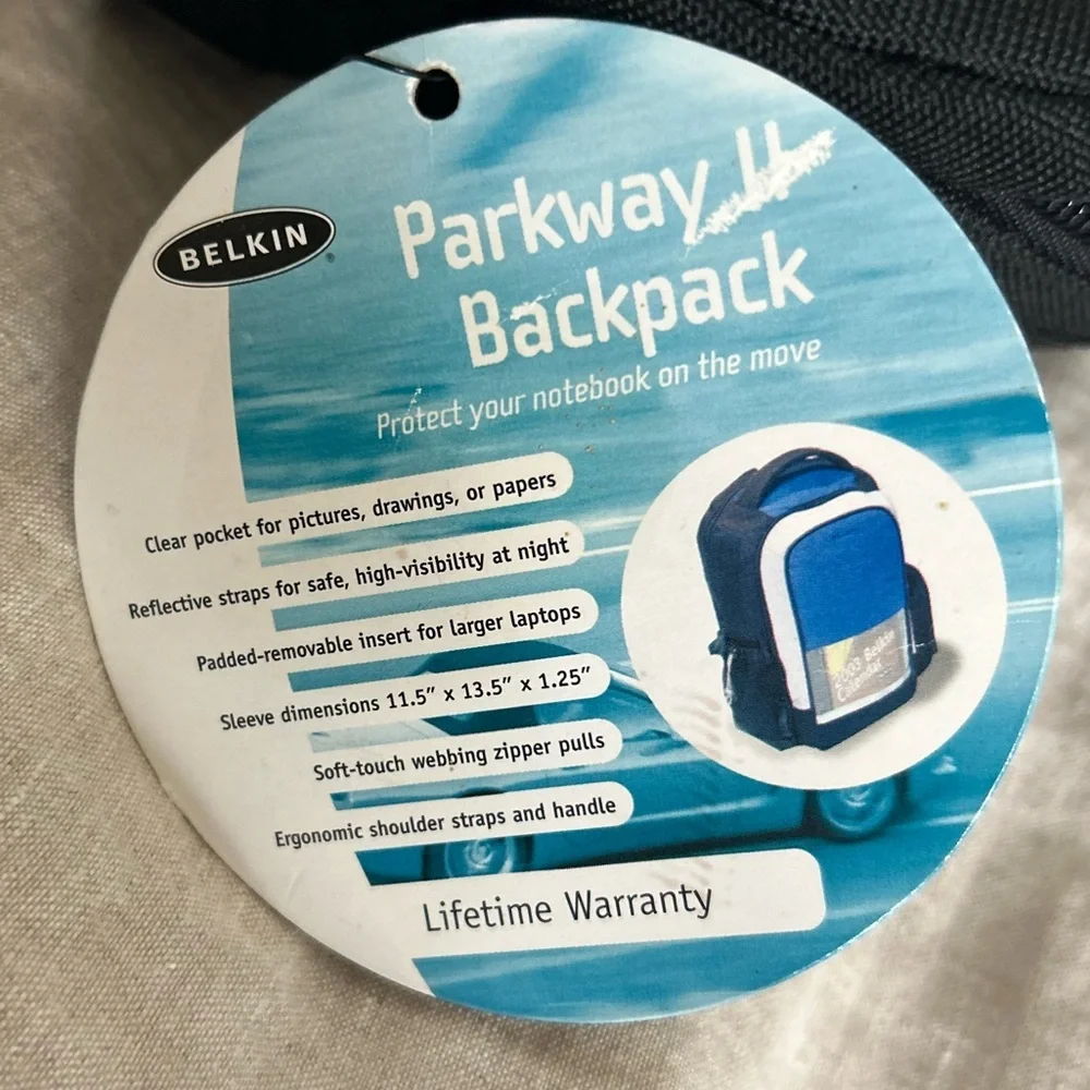 Belkin Black and Blue Backpack with Gray Highlights